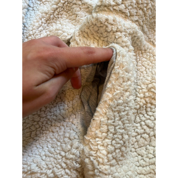 Prana Permafrost Half Zip Sherpa Hoodie Sweater Pocket Pullover Sherpa Cream M - Picture 6 of 11